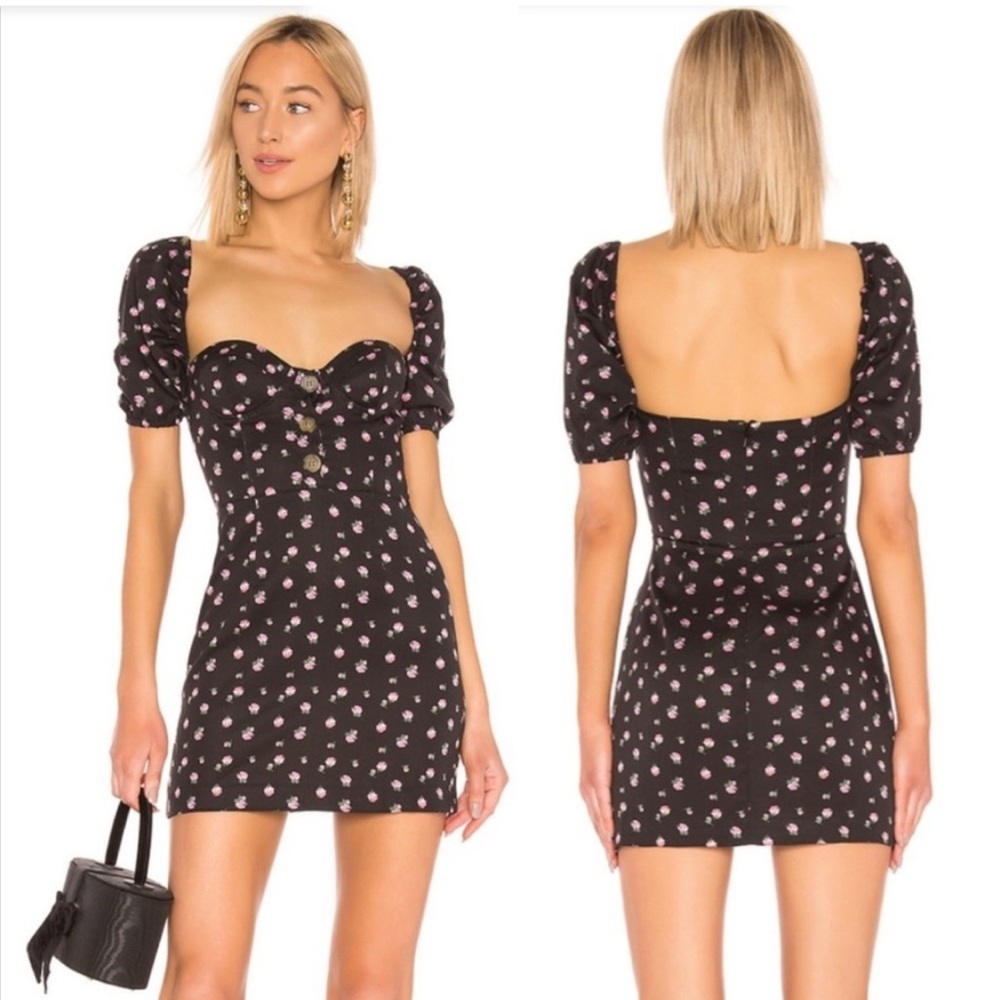 LPA Armina Floral Puff Sleeve Mini Dress